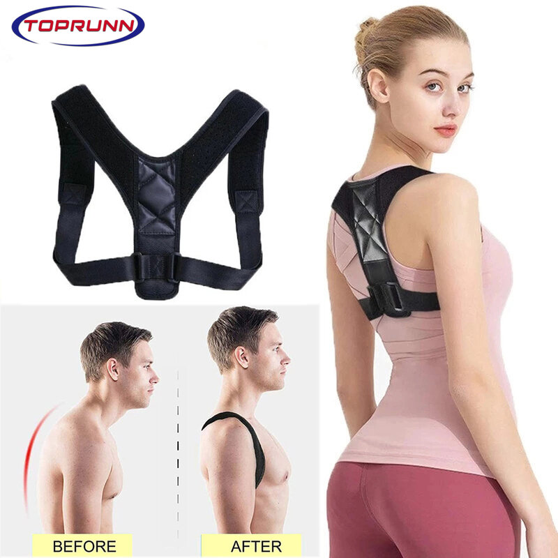 TopRunn-Corrector de postura ajustable para hombre y mujer, cinturón de corrección para alivio del dolor de columna vertebral, protección para la joroba, soporte de espalda