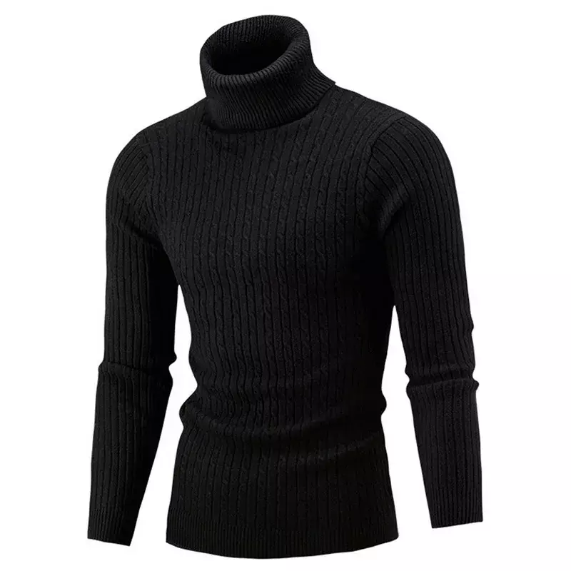 Men's Warm Sweater Long Sleeve Turtleneck Sweater Retro Knitted Sweater Pullover  Men Clothes