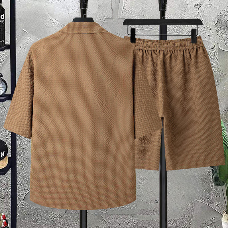 Shirts + shorts 2024 summer new style fashion Sportswear Men's Casual Sets Male Fashion shirts and shorts full size M-4XL