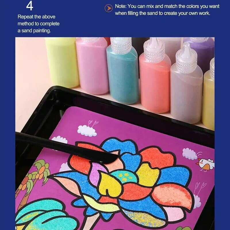 Kit d'art de peinture de sable bricolage, 12 couleurs, coutumes de sable assorties, cartes d'images personnalisées, kit de sable coloré