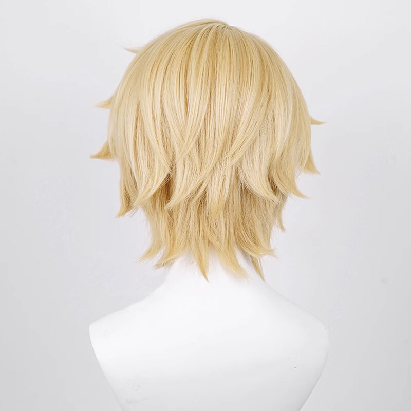 RANYU Honkai Star Rail Gepard Landau Wigs Synthetic Short Straight Blonde Yellow Game Cosplay Hair Wig for Party