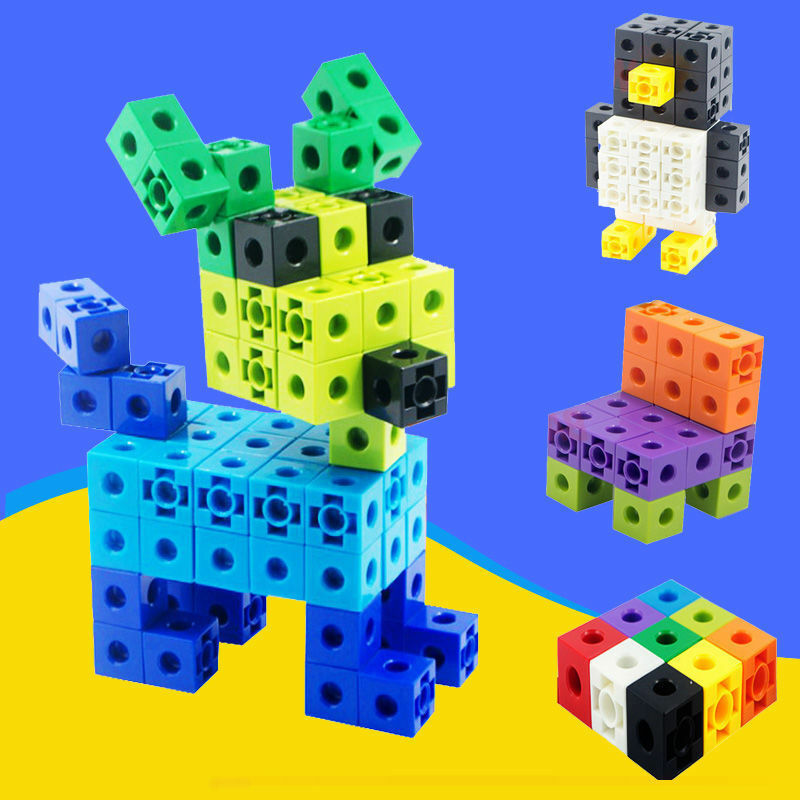 Multilink Contando Stacking Blocks para Crianças, Cubos Matemática, Interlocking Brinquedos Educativos, Presentes para Aprender para Crianças, 100PCs
