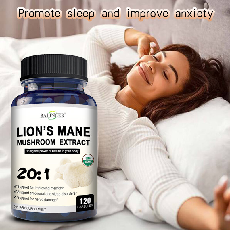 Balincer Lion's Mane Mushroom Extract Supplement for Mood and Sleep Health, Non-GMO, Gluten-free