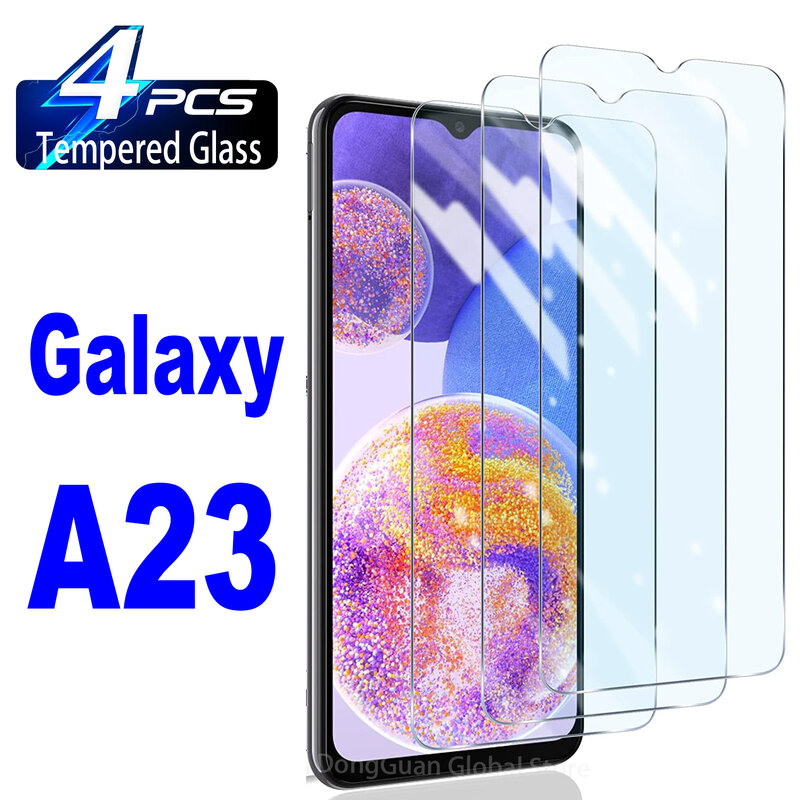 2/4Pcs อลูมิเนียมกระจกนิรภัยสำหรับ Samsung Galaxy A23หน้าจอ Protector ฟิล์มแก้ว