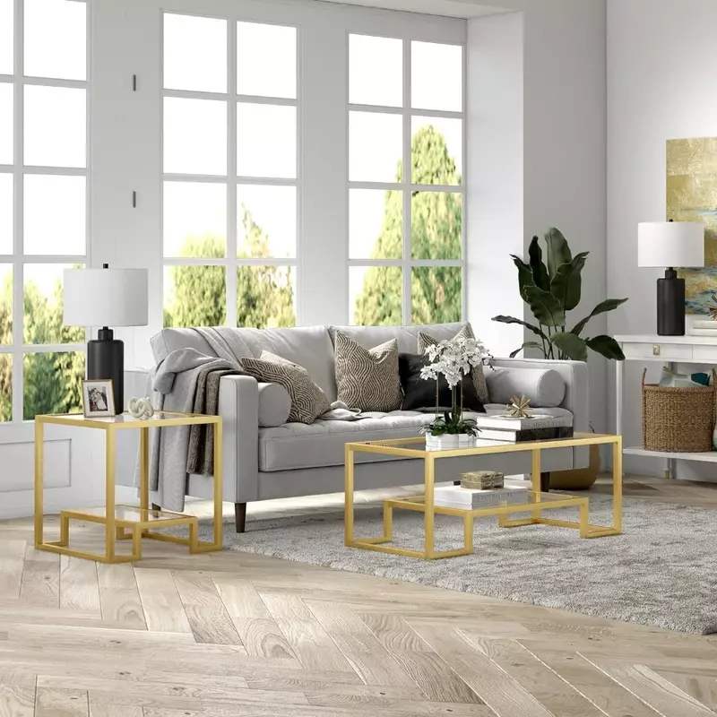 Couch tisch, 45 Zoll breites Messing rechteck, modernes Wohnzimmer, Couch tisch, Studio-Essentials