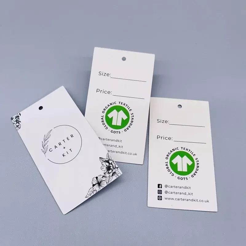 Customized product 、 high quality jewelry tags pink foil hang custom logo clothing swing