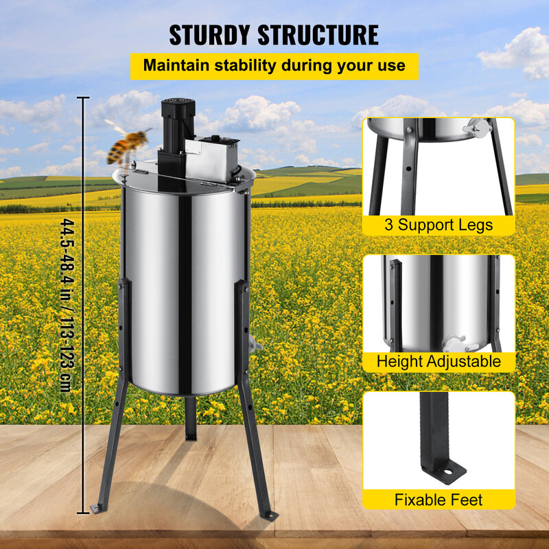 Husuper Honigschleuder Electric Honey Extractor Edelstahl Bienenschleuder Imkereiausrüstung mit Standfüßen (2)