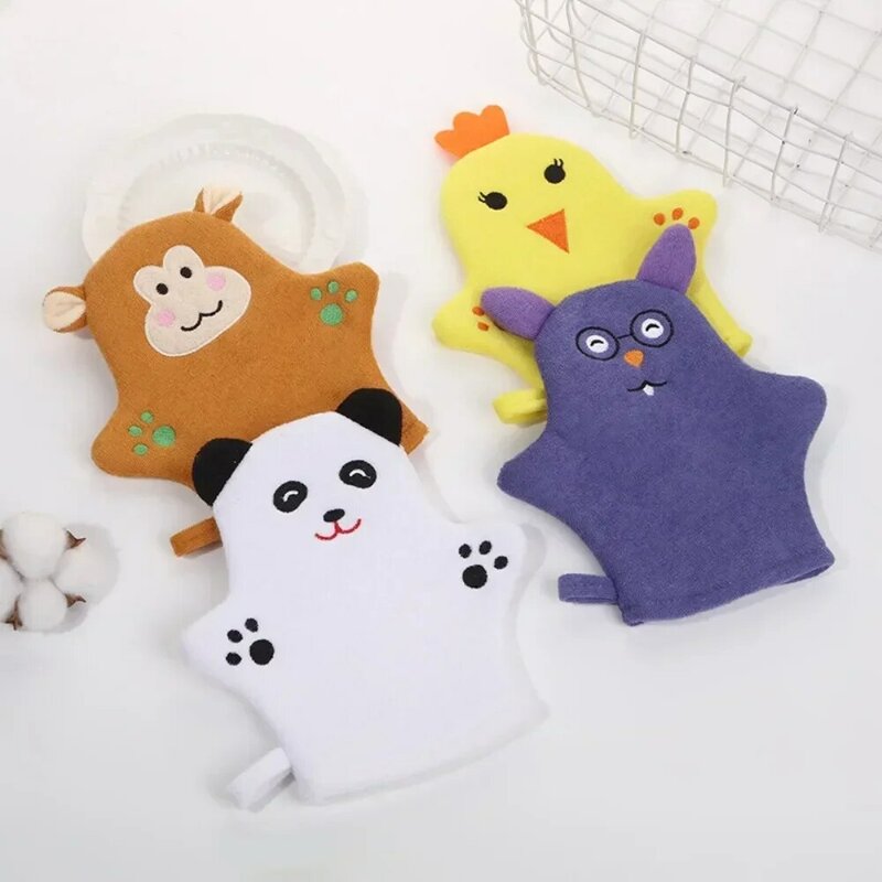 Sarung tangan mandi bayi untuk anak-anak balita bentuk hewan kartun sikat mandi kain lap untuk mandi anak mencuci bersih pijat mandi