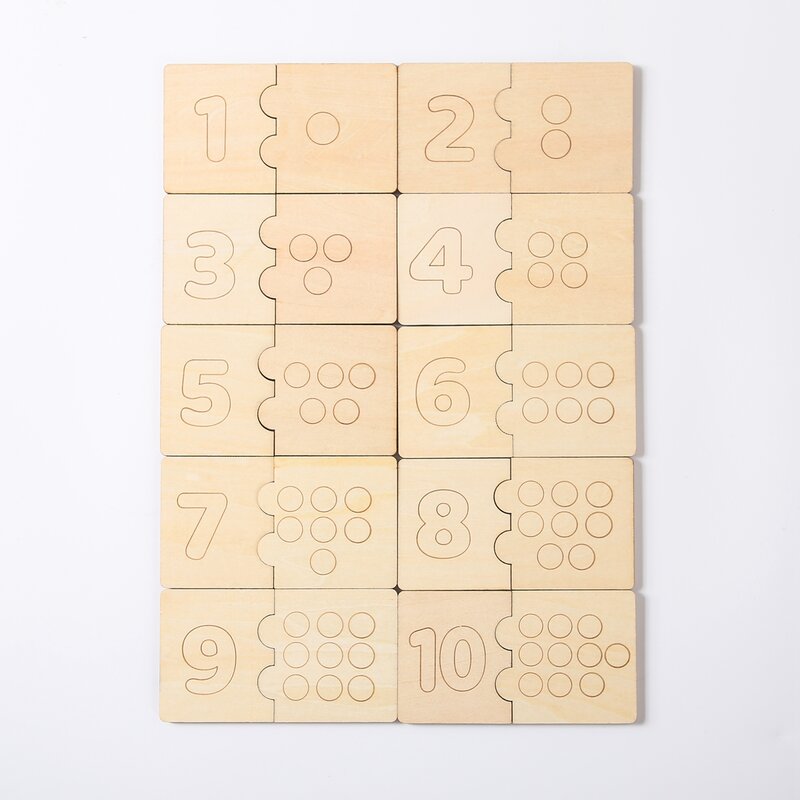 나무 어린이 수학 장난감 몬테소리 나무 1-10 숫자 보드 디지털 매칭 퍼즐 유치원 계산 번호 교육 장난감 선물