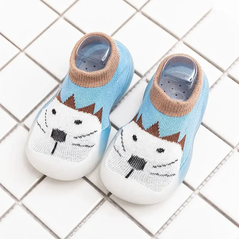 Scarpe antiscivolo per bambini calzini da pavimento antiscivolo in cotone per neonata calzini da interno per cartoni animati con suola in gomma per neonato