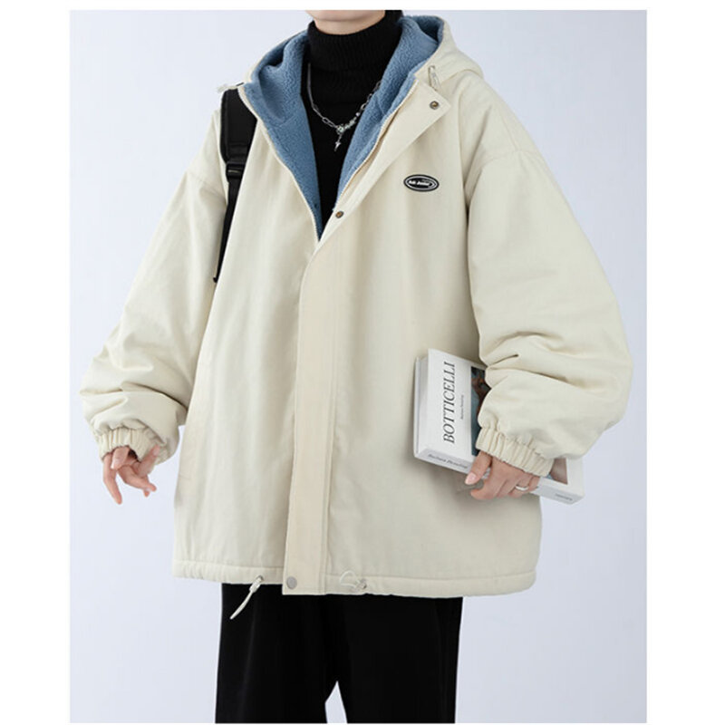 Jaqueta de algodão quente masculina casacos de zíper casaco à prova de vento casual outwear espesso