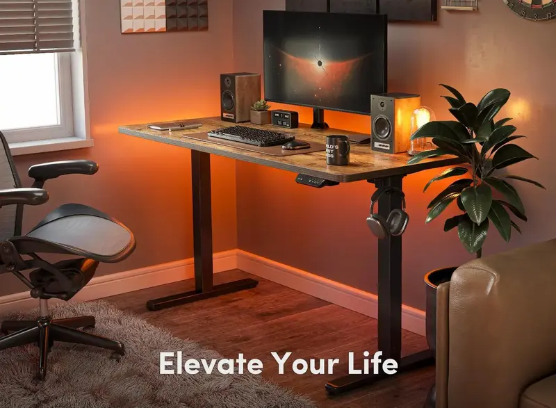FEZIBO-Elétrica Standing Desk, ajustável Stand Up Desk, Sit Stand, Home Office Desk, suprimentos de móveis, 48x24 polegadas