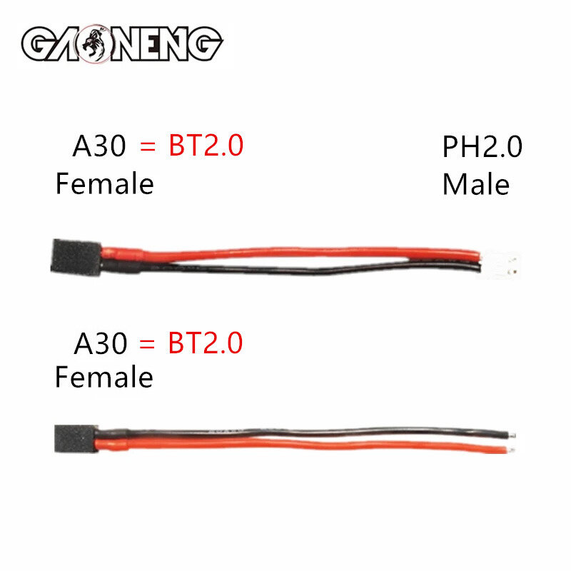 GNB A30/BT2.0-PH2.0 Adapter Cable For BT2.0 A30 Plug 1S Battery with 1.0mm Banana Connector Meteor65 1S Battery 5/10/15/20PCS