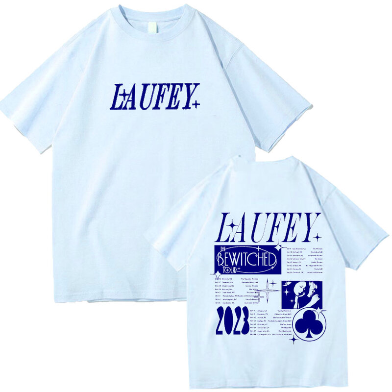 قميص للجنسين من ألبوم Laufey الساحر ، قميص برقبة دائرية ، أكمام قصيرة ، هدية للجماهير