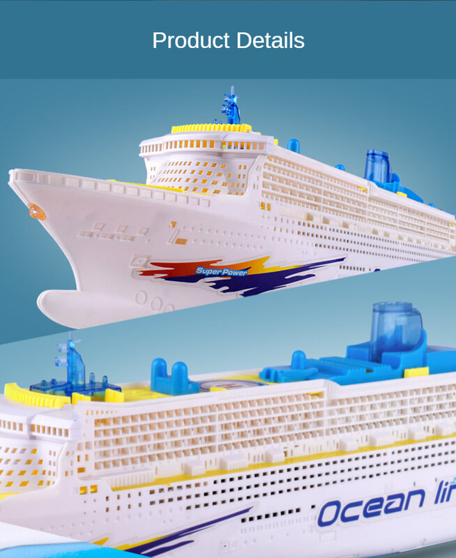 49CM Ship Plane Toy Model Electric Universal Ocean Liner Ship with Sound Music Cruises Boat Toy For Children Automatic Steering