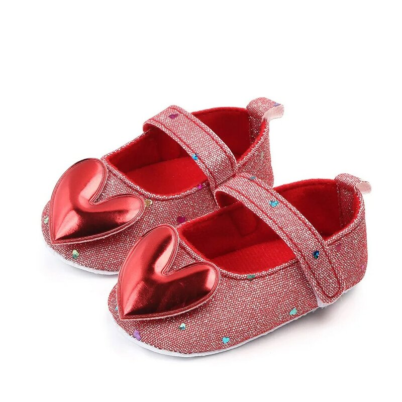 Zapatos de princesa con forma de amor para niña, suela suave para bebé, Prewalker