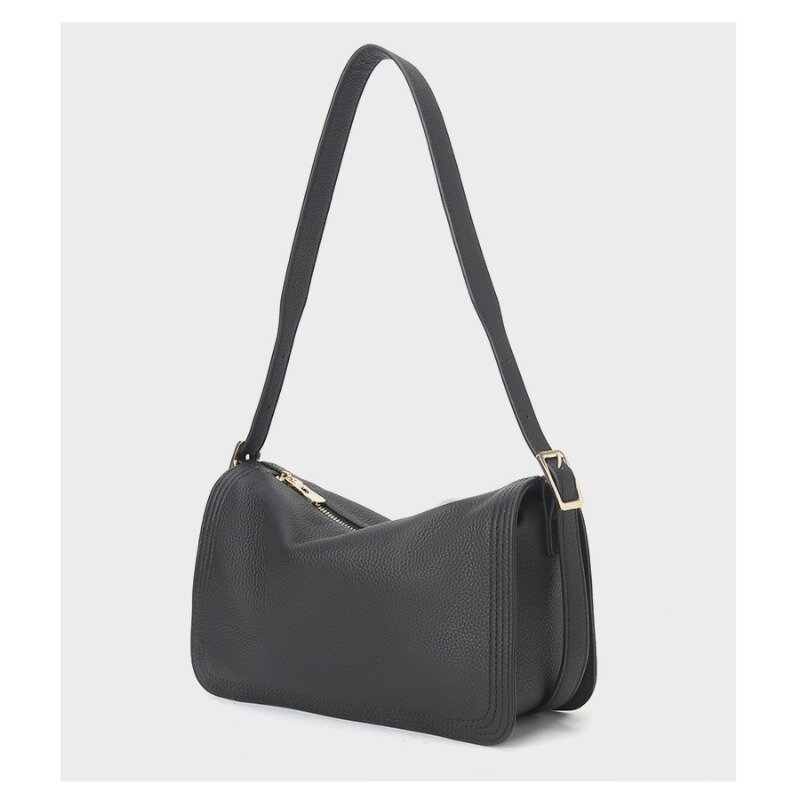 Top Layer Cow Leather Underarm Handbag Versatile Casual Designer Women Shoulder Bag  Large Capacity Female Crossbody Bag