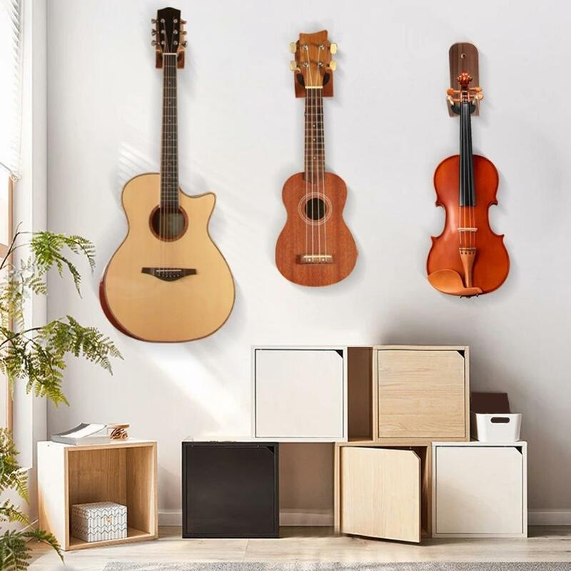 木製の壁のギターハンガー,ディスプレイラック,吊り下げ棚,バイオリン,二胡,ギター,ベース,ウクレレ用のインストールが簡単,楽器アクセサリー