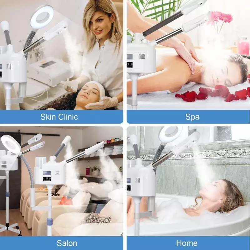 Facial Steamers Professional 3 in 1 Facial Steamer with 5X Magnifying Lamp, Upgrade PTC Heating, Hot/Cool Mist Steamer