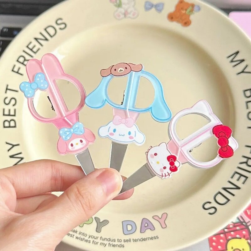 Sanrio Hello Kitty forbici piccole fermaglio per capelli Cute Sweet Girl Heart Cartoon Bang Clip Headwear Card nuovi accessori per bambini