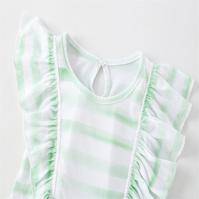 Jumping Meters 2-7T Summer Girls T Shirts Fly Sleeve Striped Cute Children's Clothes Fashion Baby Costume Kids Tees Tops