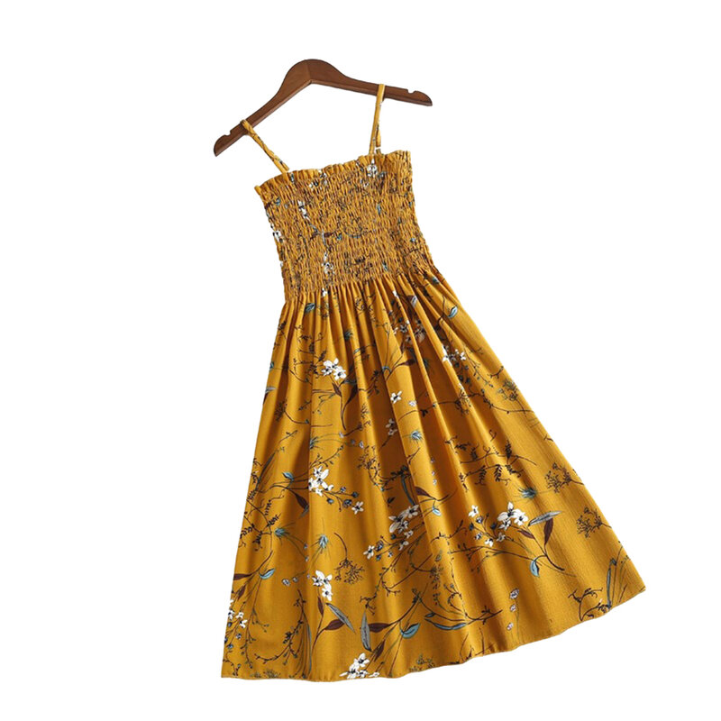 Wygodne modne na zewnątrz sukienka na wakacje spódnice z nadrukiem szelki damskie casualowe szyfonowe damskie spódnica w kwiaty francuskie