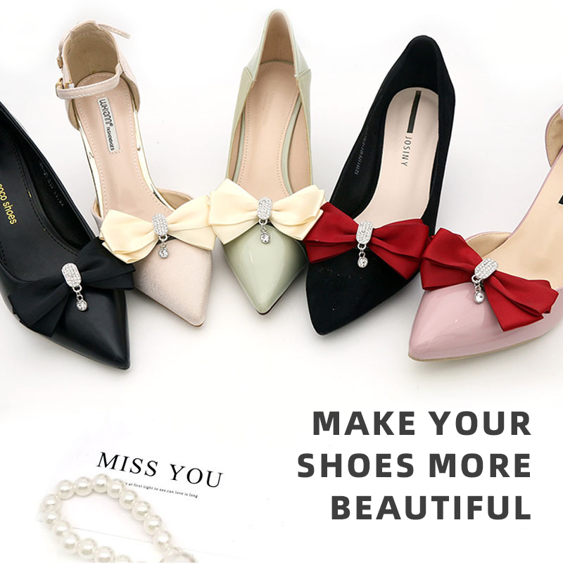 Bow Decoration on High Heeled Shoes Removable Non-marking Shoes Shoe Accessories Multi-purpose Red Black Apricot