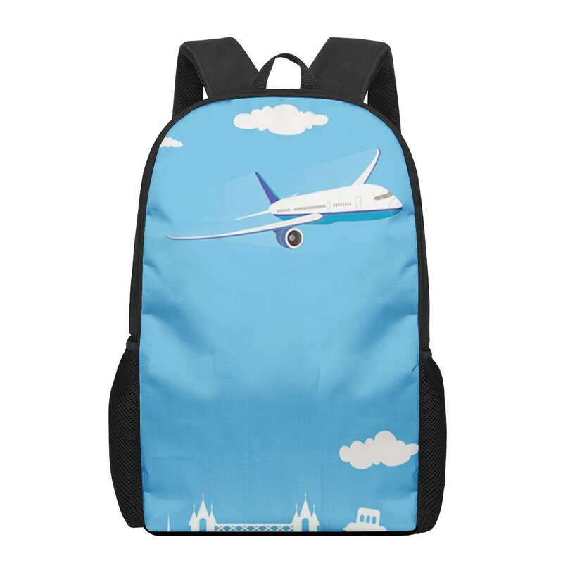 Рюкзак большой вместимости для девочек, с рисунком летательного аппарата и неба