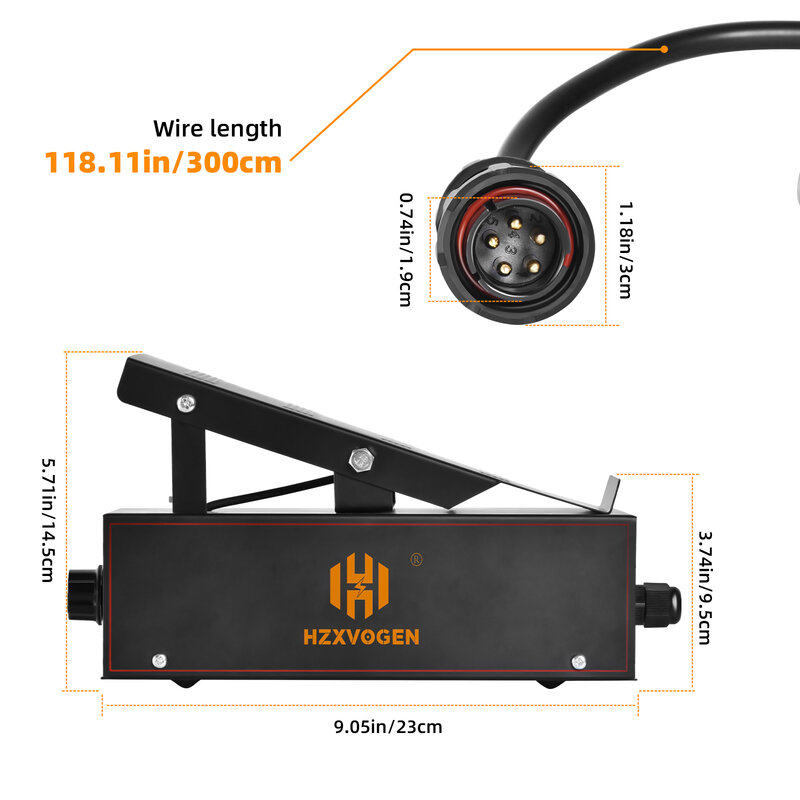 5 Pin Foot Pedal 1K for HZXVOGEN TIG Welder HVT250P AC/DC 10-200 Amp Control pedal