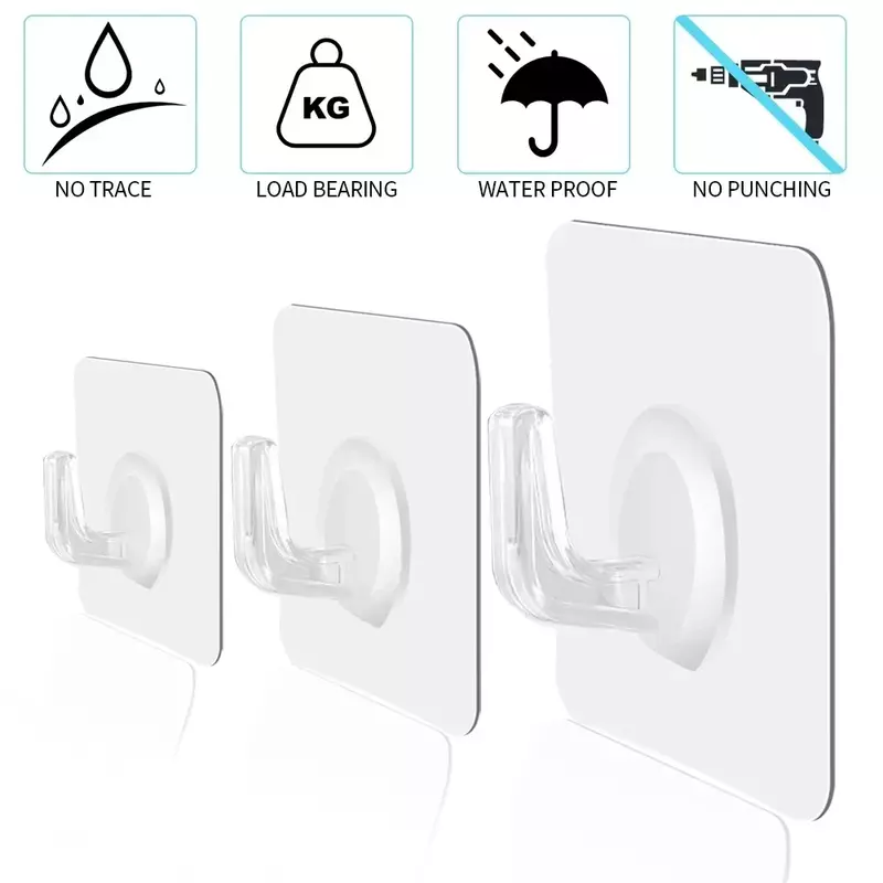 5-50 buah transparan diri perekat kait pintu dinding dipasang gantungan kait hisap beban berat rak dapur kamar mandi penata pemegang