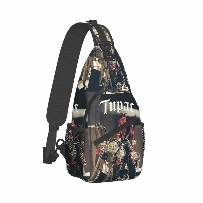 Tupac 2PAC Sling Bags Chest Crossbody Shoulder Sling Backpack Outdoor Hiking Daypacks 90s Rap Music Fashion Satchel