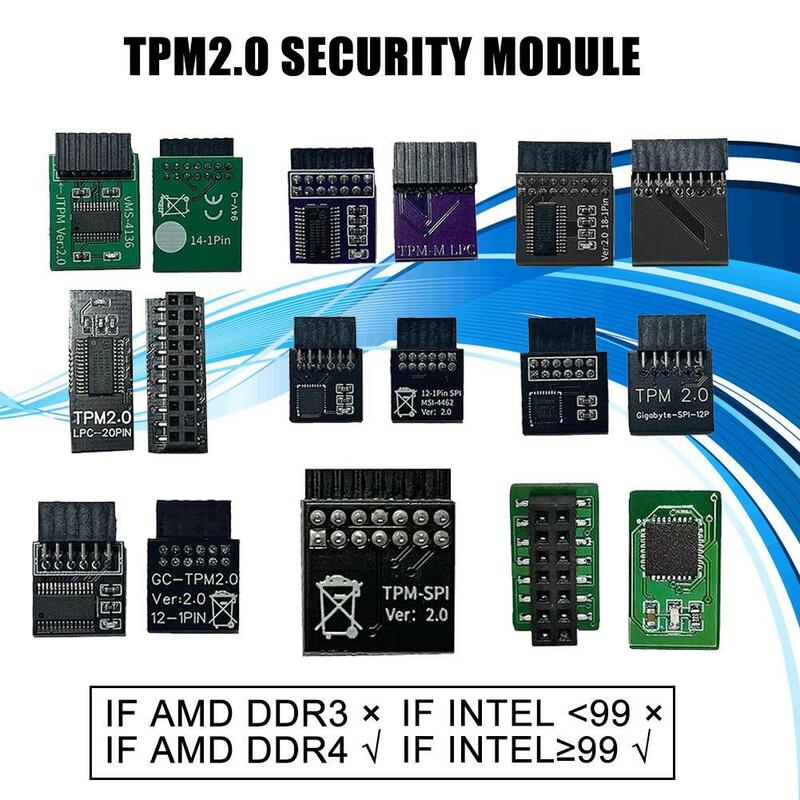 TPM 2.0 Encryption Security Module, Cartão remoto, suporta versão, 12, 14, 18, 20, 1Pin, Multi-Brand Motherboard, mais recente
