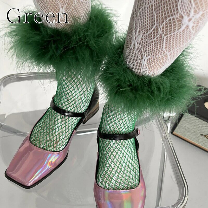 1 Pair Spice girl Color socks Feather socks Fishing net socks Middle tube pile socks Fashion Sexy Women's socks