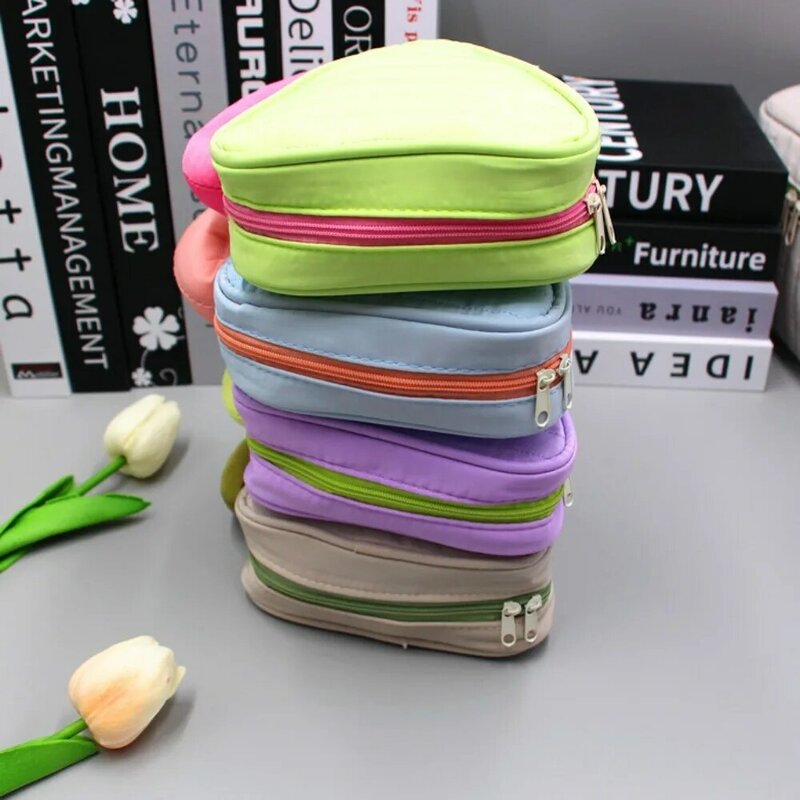 Nylon Candy Color Cosmetic Bags Simplicity Solid Color Zipper Makeup Bag Make Up Pouch