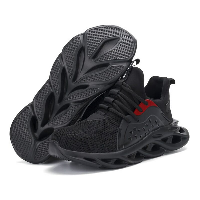 Sapatos de segurança com fivela rotativa masculina, tênis indestrutíveis, almofada de ar à prova de perfurações, botas de segurança protetoras, qualidade