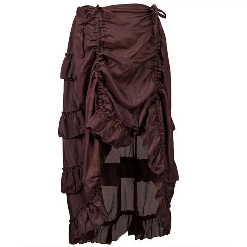 Women Sexy Gothic Steampunk Victorian Corset Skirt Ruffled Burlesque Asymmetrical Skirt