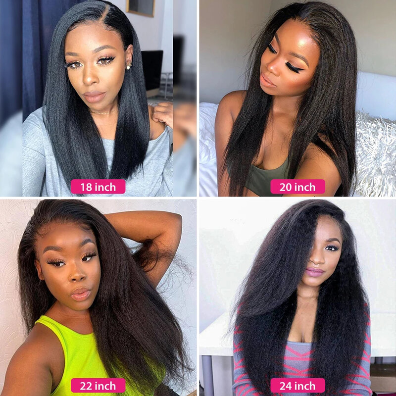 Kinky Straight 30 32 Inch Transparent 360 Lace Frontal Human Hair Wigs Yaki Straight 13x6 Lace Front Human Hair Wigs For Women