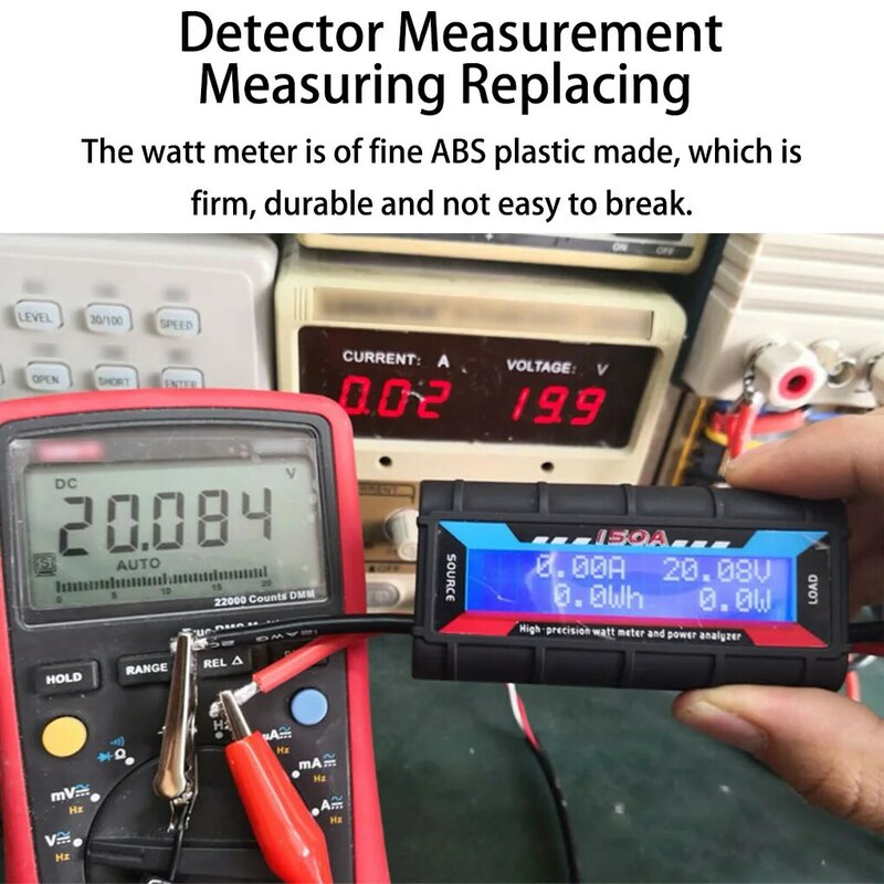 Watt Meter Reusable 150A Digital Replacement Electrical Motor LCD Screen Power Analyzer Voltmeter Ammeter Backlight