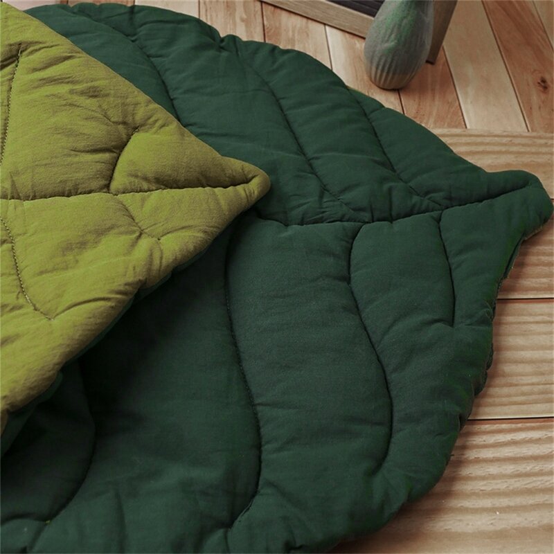 녹색 잎 모양의 면 담요, 소파 침대, 유아 크롤링 매트, 대형 나뭇잎 담요, 인스 스타일 던지기