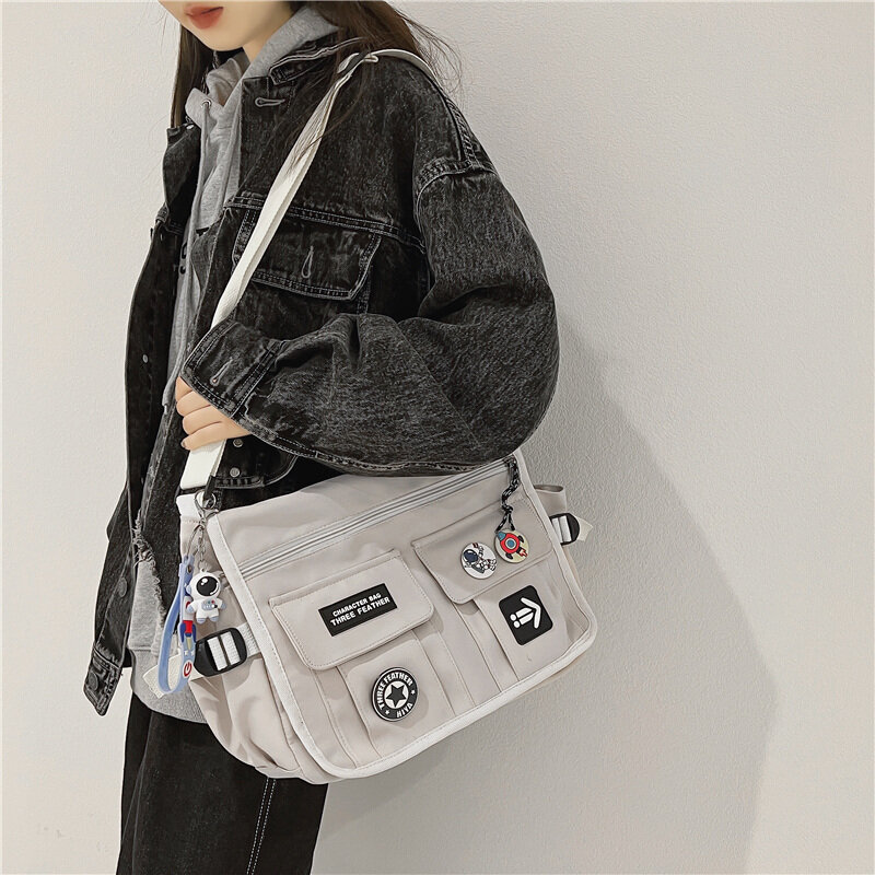 Harajuku borse a tracolla in Nylon da uomo per donna borsa a tracolla borse per libri di scuola per ragazze borse in tela per giovani borsa a tracolla Sac Bolsas
