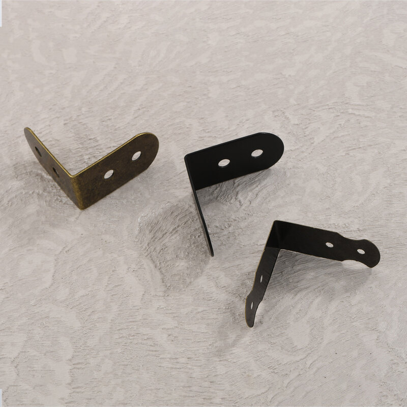Piezas de fijación de soporte de hierro de ángulo recto de 90 grados, soporte de placa de capa, conectores de Hardware, Material de hierro antiguo, negro