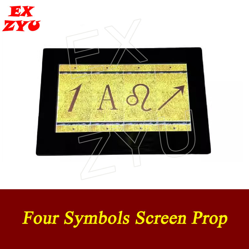 Cztery symbole rekwizyt ekranu Escape Room nacisnąć 4 pozycje, aby poprawić symbole, aby odblokować EX ZYU