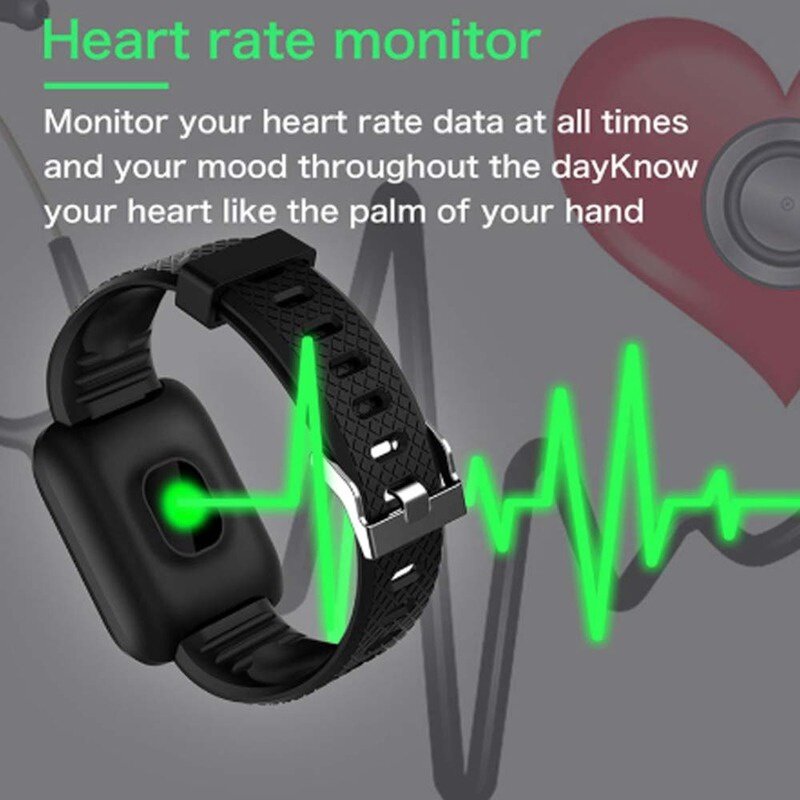 116 Plus Jam Tangan Pintar Bluetooth Tahan Air Olahraga Monitor Denyut Jantung Jam Tangan Tekanan Darah Jam Tangan Pria Wanita untuk Telepon Xiaomi