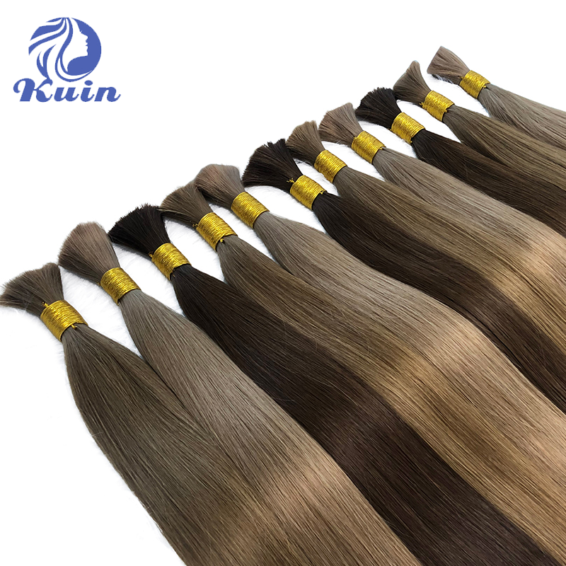 Rambut lurus massal ekstensi rambut manusia rambut manusia massal untuk mengepang rambut massal Pre pirang tanpa tambahan rambut tebal ujung jalinan rambut