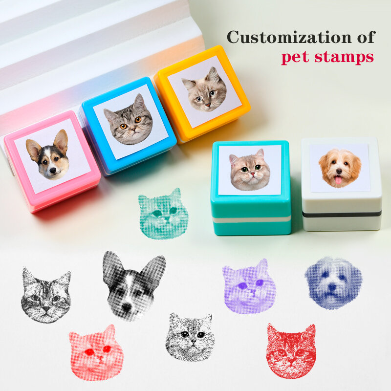 Custom-Made Pet Portrait Stamp DIY For Dog Figure Seal Personalized Cat Doggy Cuztomized Memento Chapter for Bookkeeping