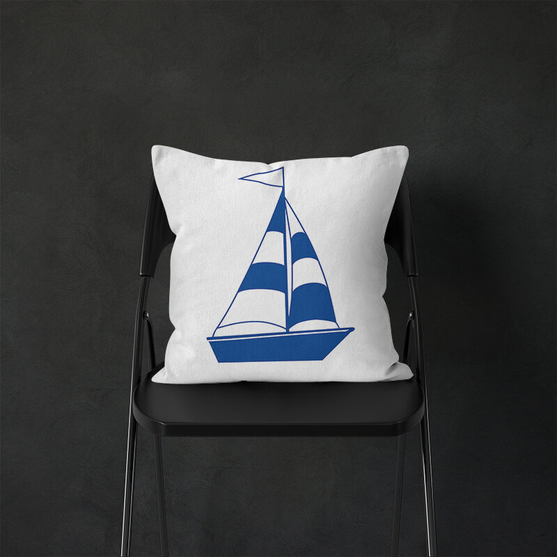 Navigation Style Sailboat Compass Pattern Print Soft Square Pillowslip Polyester Cushion Cover Pillowcase Living Room Home Decor