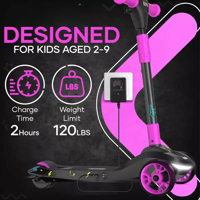 Трехколесный электрический скутер для детей, для малышей возрастом 2-9 лет, первоклассный Передний фонарь и колесные огни, диапазон 10 миль, складной скутер