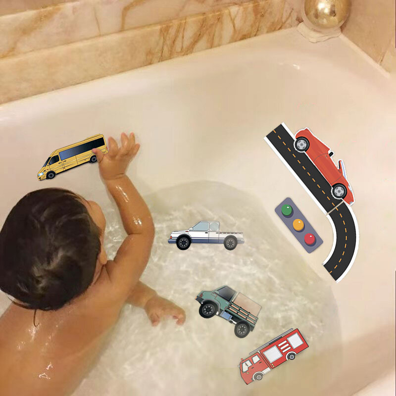 Brinquedos de banho pista de estrada flexível carro trem brinquedos do bebê crianças banheira do banheiro pasta eva macio educação precoce diy adesivo quebra-cabeça brinquedos