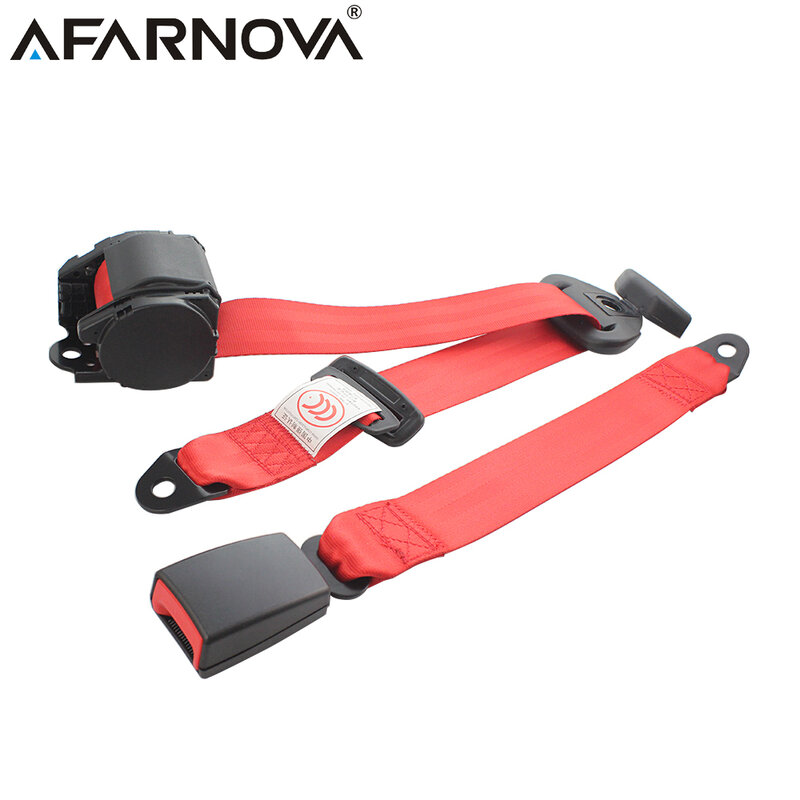 Afarnova 안전 벨트 3 포인트 자동차 안전 벨트 개폐식 조절 가능한 자동 무릎 및 어깨 벨트 유니버설 레드 백 베이지 블루