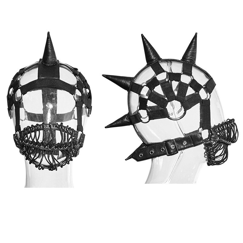 Topeng Kulit Warna Netral Steampunk Cosplay Topeng Gotik Animasi Hiasan Kepala Karnaval Volwassen Kostuums